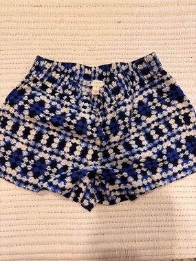 J. Crew Blue, White & Black Patterned High Waist Knit Shorts